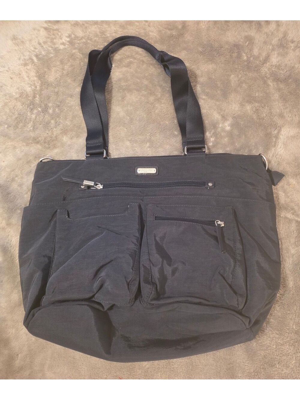 Baggallini Black Nylon Tote Bag with Multiple Pockets